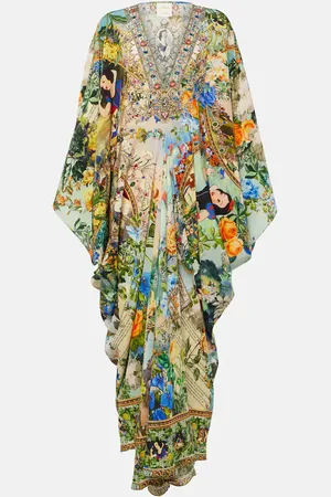 Camilla Embellished printed silk kaftan