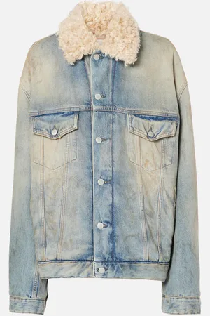 Acne Studios Roberta faux shearling-trimmed denim jacket