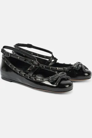 VALENTINO GARAVANI Rockstud patent leather ballet flats