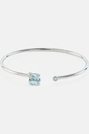 BUCHERER FINE JEWELLERY Peekaboo 18kt white gold cuff bracelet with aquamarine and diamonds