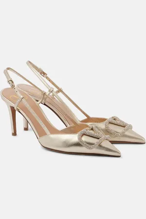 VALENTINO GARAVANI VLogo Signature metallic leather slingback pumps