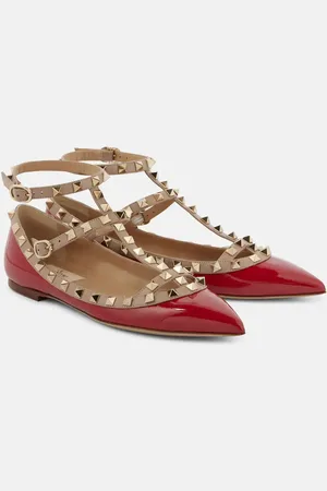 VALENTINO GARAVANI Rockstud patent leather ballet flats
