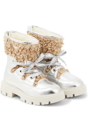 MONNALISA Faux shearling-lined leather ankle boots