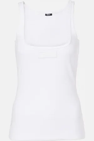 VERSACE Ribbed-knit cotton-blend tank top