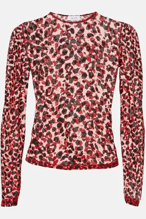 Alexander McQueen Leopard-print mesh top