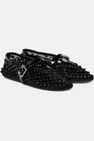 Alaïa AlaÃ¯a Studded mesh Mary Jane flats