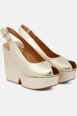 Robert Clergerie Dylan metallic leather wedge sandals