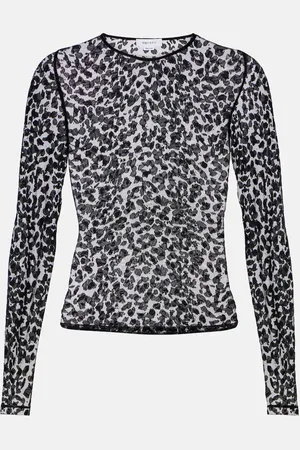Alexander McQueen Leopard-print mesh top