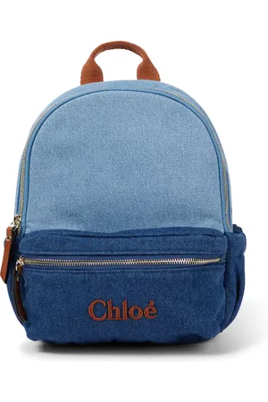Chloé ChloÃ© Kids Logo leather-trimmed denim backpack