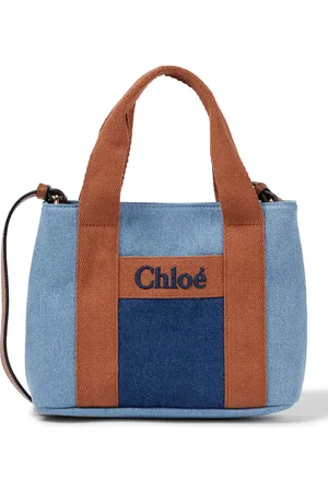Chloé ChloÃ© Kids Logo leather-trimmed denim tote bag