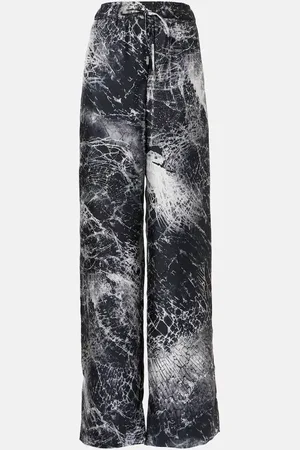 Alexander McQueen Printed silk wide-leg pants