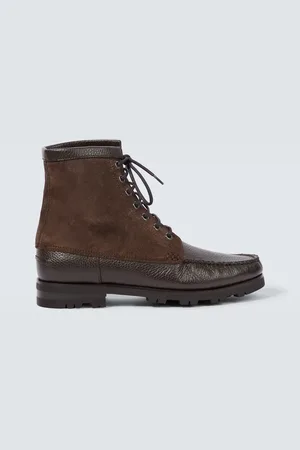 Manolo Blahnik Sycamore suede-trimmed leather boots