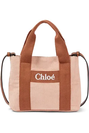 Chloé ChloÃ© Kids Logo leather-trimmed corduroy tote bag