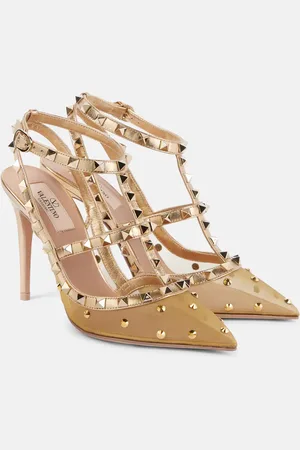VALENTINO GARAVANI Rockstud 105 mesh and leather pumps