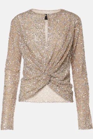 Costarellos Noa sequined cutout top