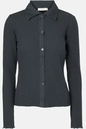 Vince Ribbed-knit cotton-blend polo pullover