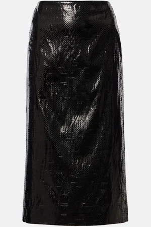 Alexander McQueen Silk-blend tarpaulin midi skirt