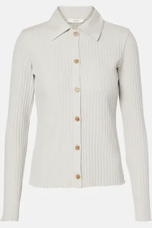 Vince Ribbed-knit cotton-blend polo pullover
