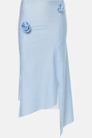 COPERNI Floral-appliquÃ© asymmetric midi skirt