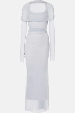 CHRISTOPHER ESBER Veiled off-shoulder tulle maxi dress