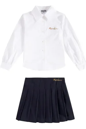 Moschino Embroidered cotton shirt and skirt set