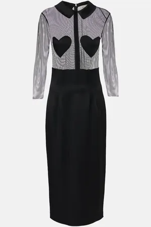 BLUMARINE Mesh and satin midi dress