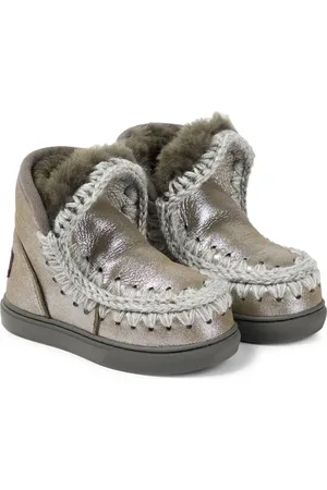 Mou Shearling-lined glitter leather ankle boots