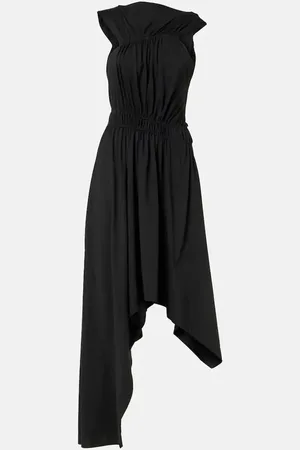 Alexander McQueen Gathered asymmetric cotton jersey midi dress