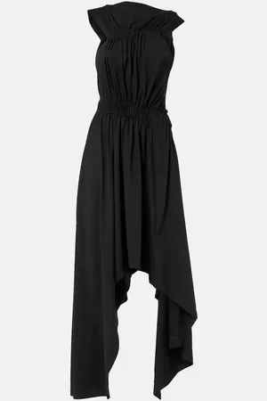 Alexander McQueen Gathered asymmetric cotton jersey midi dress