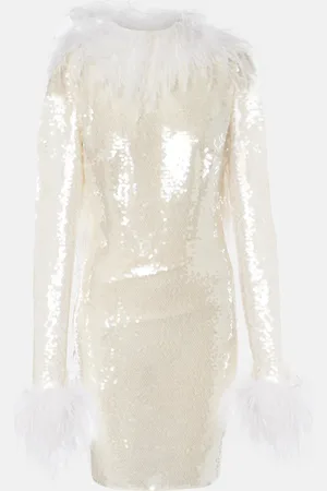 Ilkyaz Ozel Feather-trimmed sequined minidress