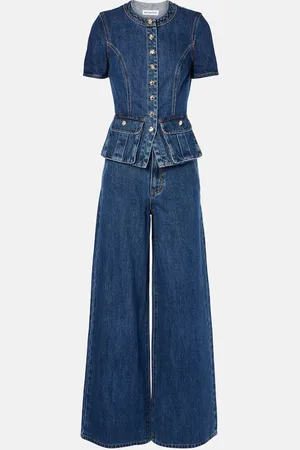 Self-Portrait Denim top and wide-leg jeans set