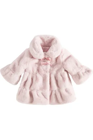 MONNALISA Baby bow-detail faux fur coat