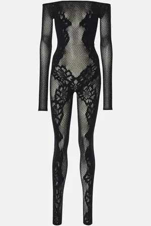 Wolford Open-knit lace-trimmed jumpsuit