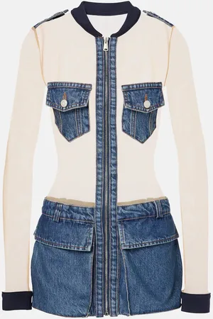 COPERNI Illusion tulle and denim minidress