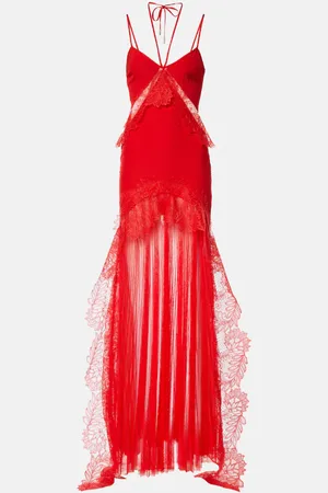 DAVID KOMA Taffeta and tulle lace-trimmed gown