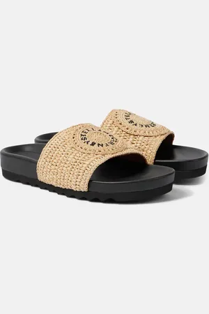 Stella McCartney Elyse logo raffia slides