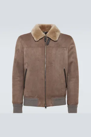 BRIONI Shearling-trimmed suede blouson