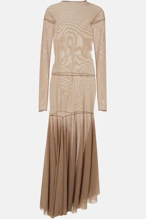 LEMAIRE Draped mesh jersey maxi dress