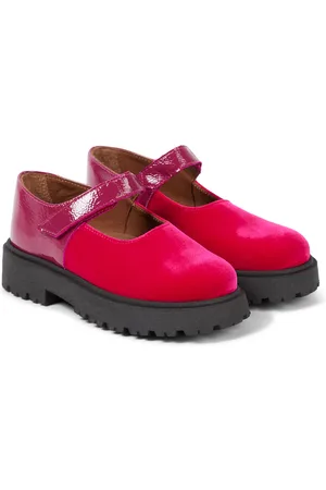 PèPè PÃ¨PÃ¨ Leather-trimmed velvet ballet flats