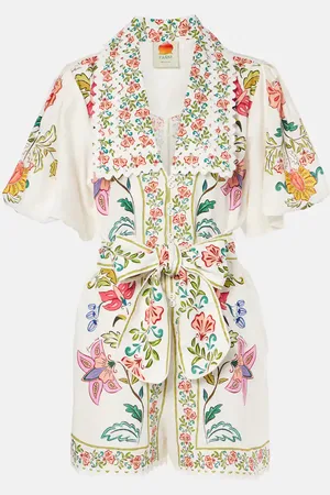 Farm Rio Floral Insects linen-blend romper