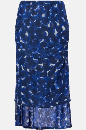 DRIES VAN NOTEN Printed gathered jersey midi skirt