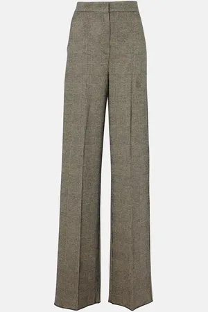 Max Mara Cognac houndstooth wool-blend straight pants