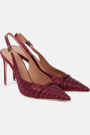 MALONE SOULIERS Jazz 90 embellished satin slingback pumps