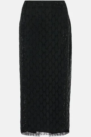 Gucci GG crystal-embellished tulle midi skirt