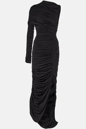 MUGLER Asymmetric ruched midi dress