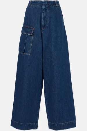 Plan C Mid-rise denim wide-leg pants