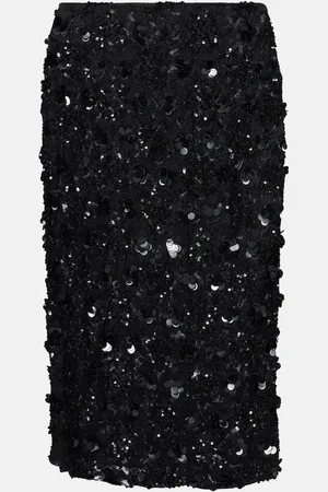 Dolce & Gabbana Floral-appliquÃ© sequined pencil skirt