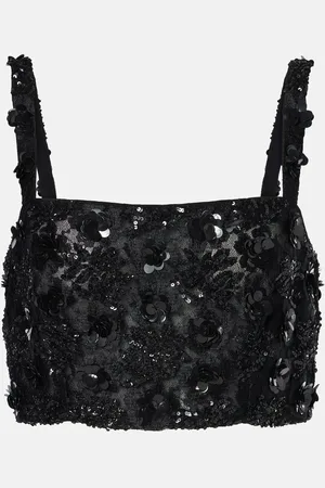 Dolce & Gabbana Floral-appliquÃ© sequined crop top