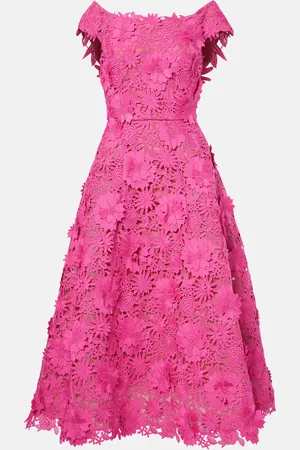 MONIQUE LHUILLIER Guipure lace midi dress