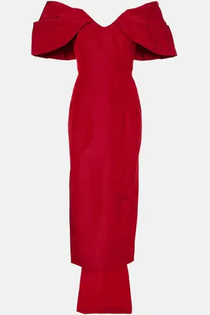 MONIQUE LHUILLIER Off-shoulder silk gown